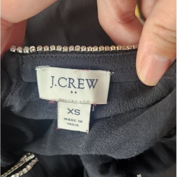 J. Crew Long Sleeve Viscose Jeweled bow top size XS - Picture 7 of 8